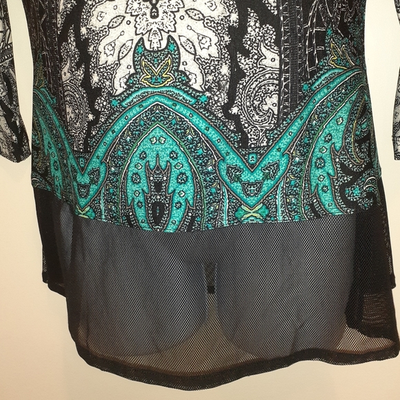 Frank Lyman Blouse 🇨🇦 Size 8, Black &Turquoise - Picture 5 of 9